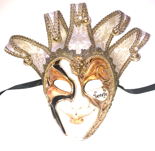  Gold Joker Decoro Punte Maxi Venetian Masquerade Mask SKU N488