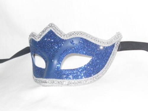 Blue and Silver Colombina Punta Lara Venetian Mask SKU 050lbls