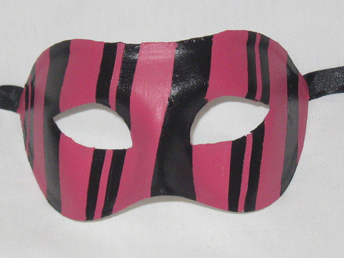 Pink and Black Colombina Venetian Masquerade Mask SKU 003