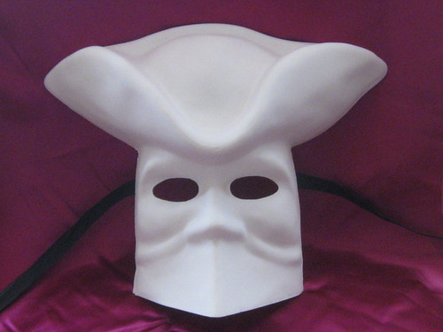 Blank White Casanova Grezzo Venetian Masquerade Mask SKU 173b