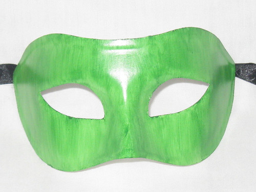 Green Hand Painted Colombina Venetian Masquerade Mask SKU 003
