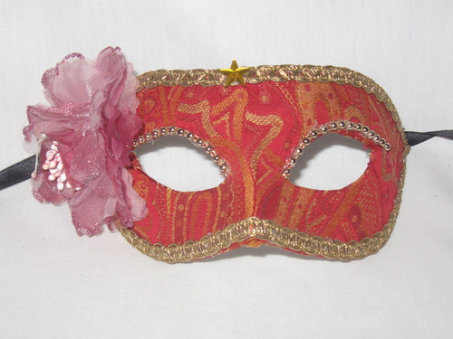 Red Lace Flower Colombina Organza Venetian Masquerade Mask SKU 5F Red Lace Flower Colombina Organza Venetian Masquerade Mask SKU 5F