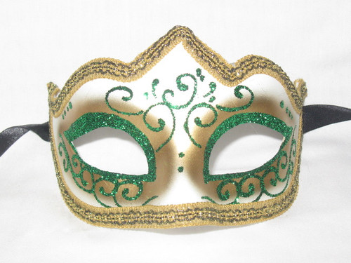 Green Colombina Punta Linea Venetian Masquerade Mask SKU P179-1