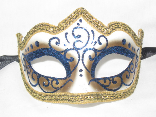 Blue Colombina Punta Linea Venetian Masquerade Mask SKU P179-1
