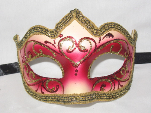 Red Gold Colombina Punta Riga Venetian Masquerade Mask SKU P178-1