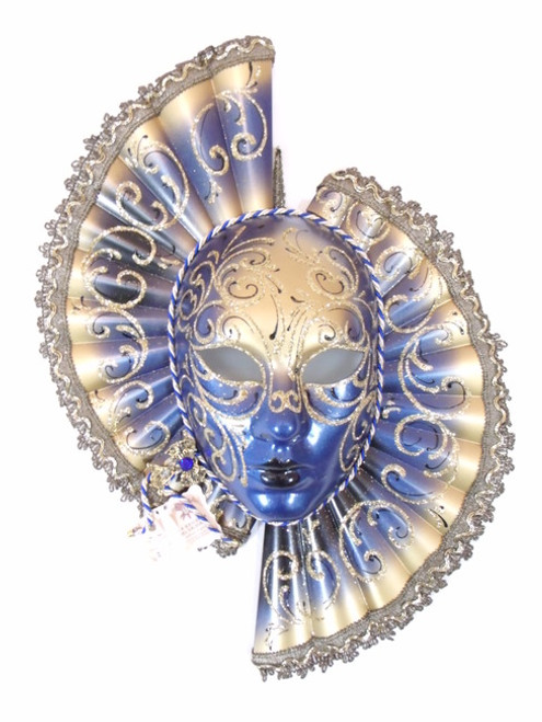 Blue Gold Big Woman Berta Venetian Masquerade Mask SKU 226bblg