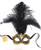 Black Gold  Ciuffo  Star Feather Venetian MasqueradeMask SKU 266