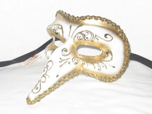 Blank White Capitano Grezzo Venetian Nose Masquerade Mask SKU 128 - VENICE  BUYS