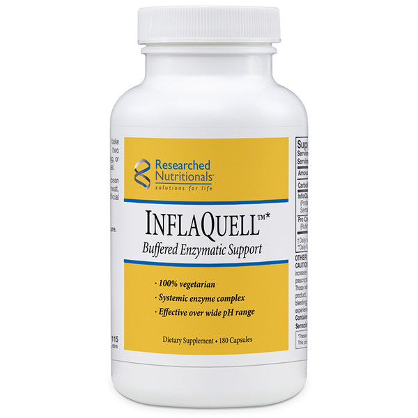 Researched Nutritionals   --- "InflaQuell" --- Buffered Proteolytic Enzymes Support GMO free) - 180 Caps