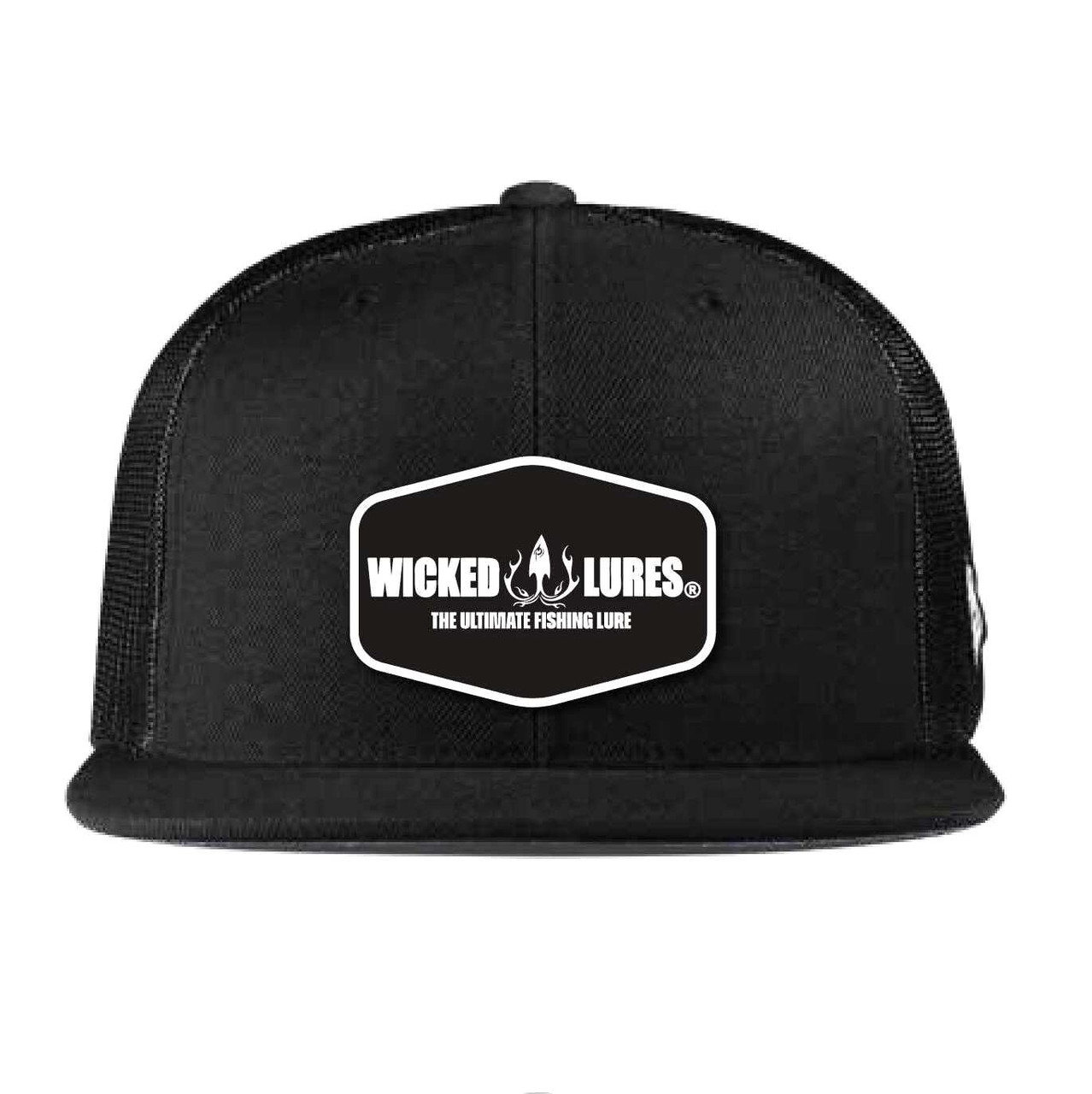 Black Snapback With White Leather Patch