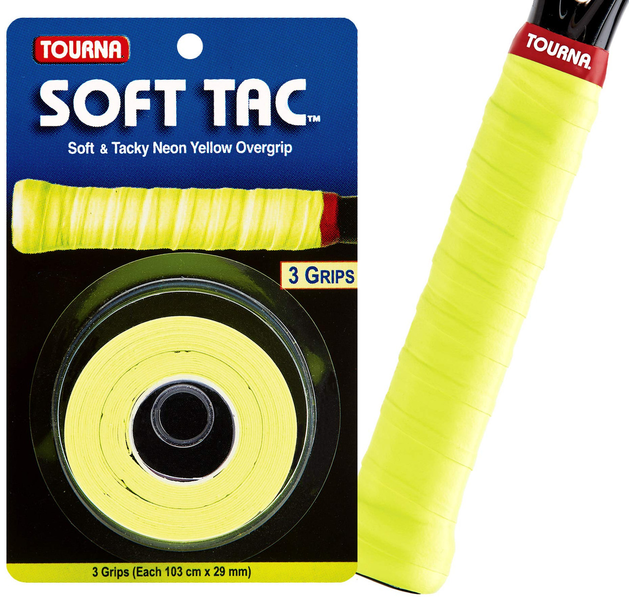 Tourna Soft Tac Neon Tacky Overgrip (Pack of 3) - paddlepro