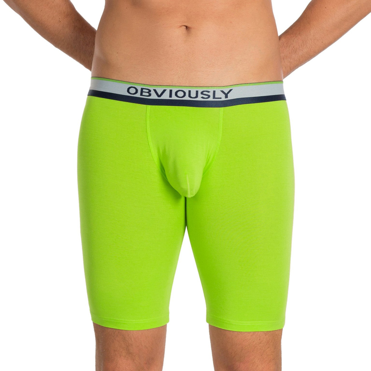 Obviously Mens PrimeMan AnatoMAX Boxer Brief 9inch Leg - Lime Green :  : Clothing, Shoes & Accessories