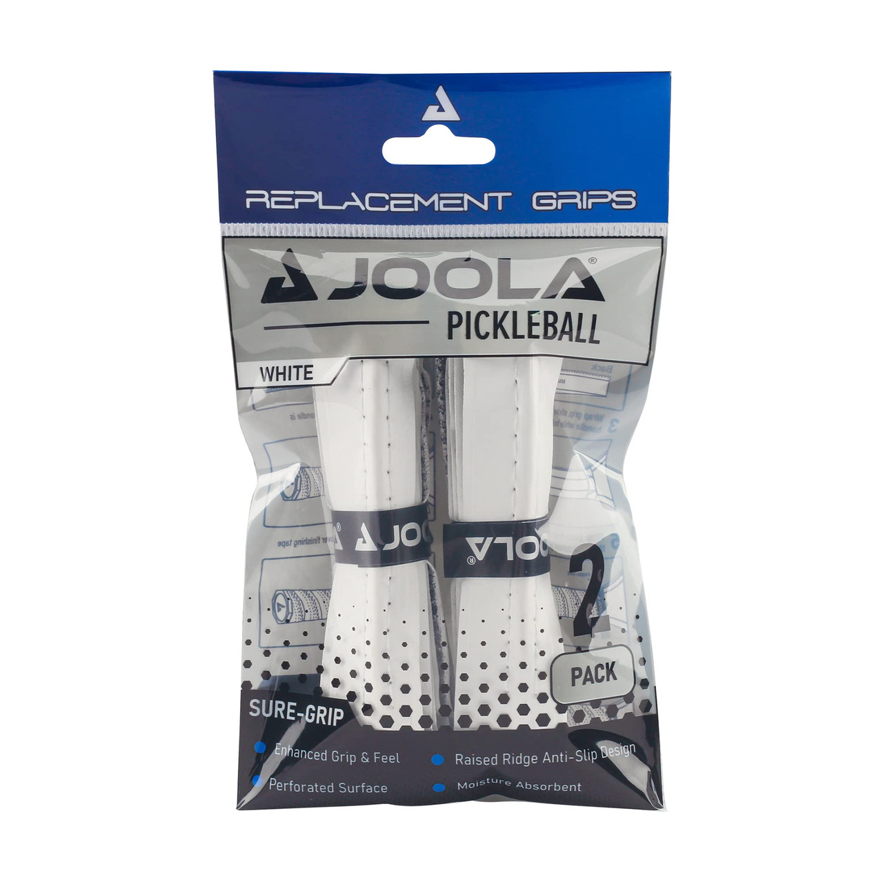 JOOLA Replacement White Ridge Grip (2 Pack) - paddlepro
