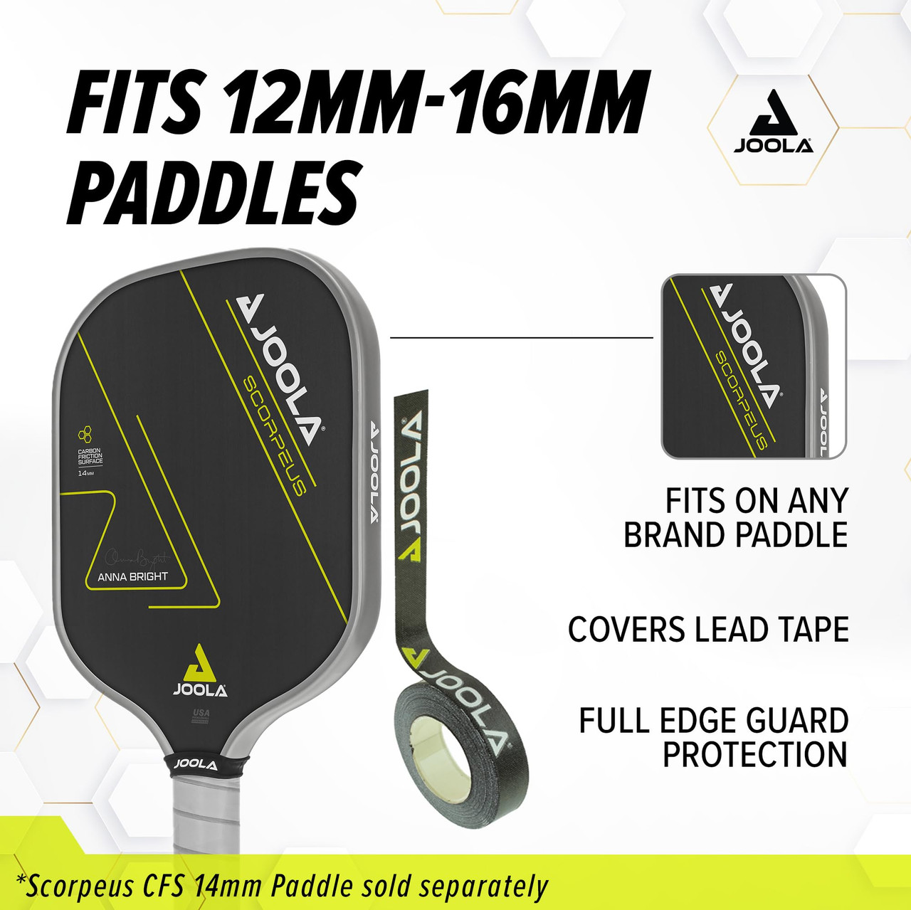 JOOLA Pickleball Paddle Edge Tape - Black, 15MM - paddlepro