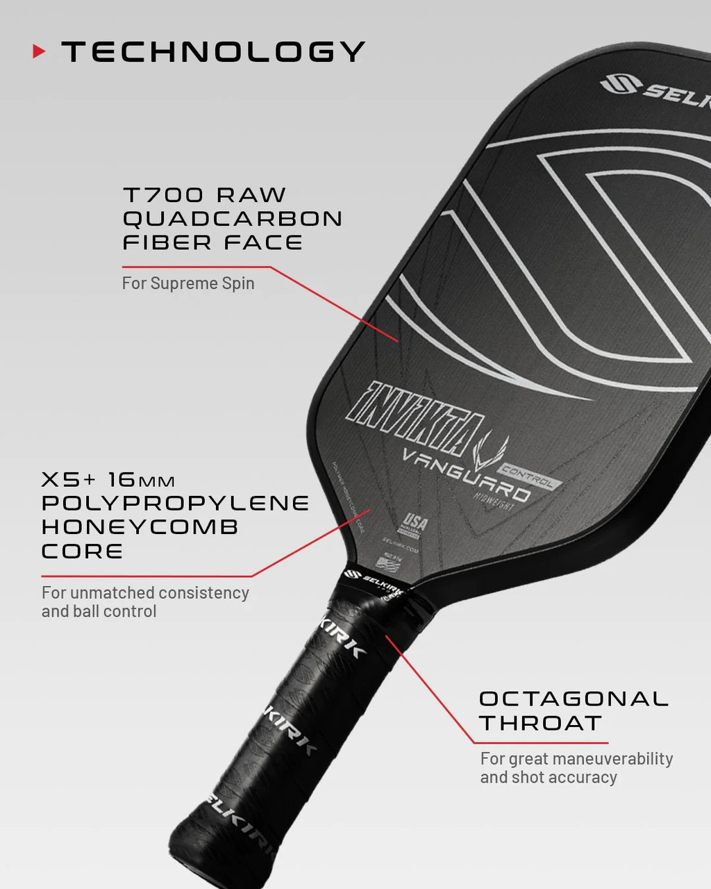 Selkirk Vanguard Control Invikta Pickleball Paddle - paddlepro