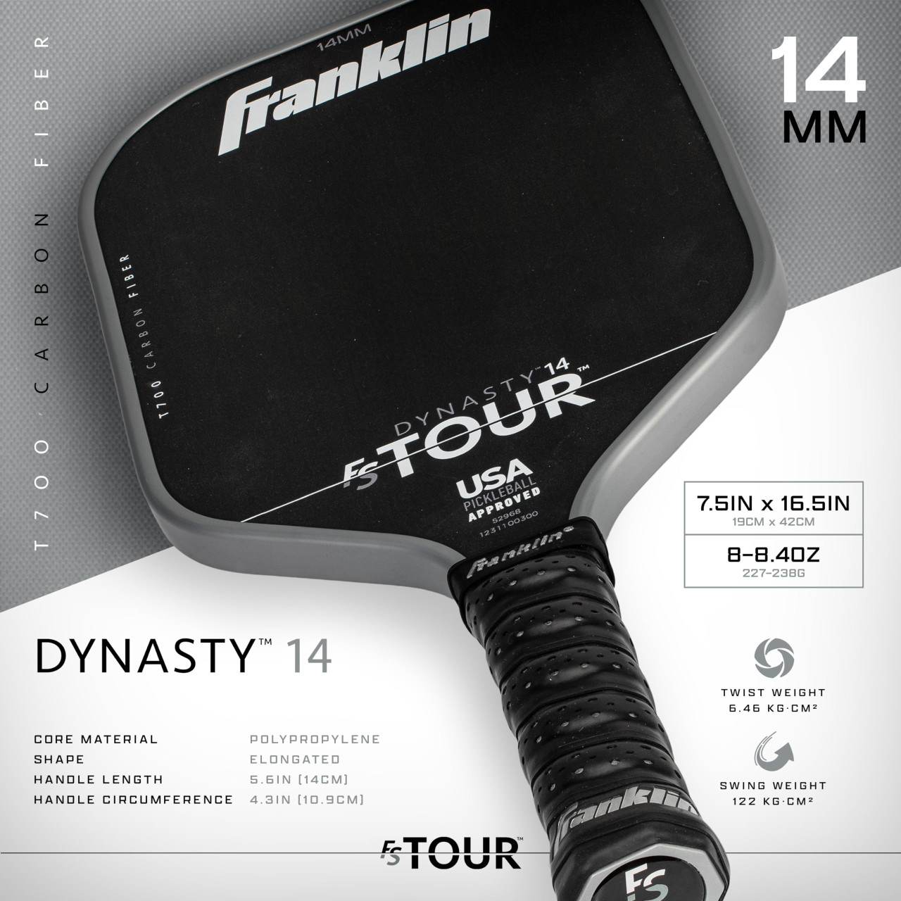 Franklin Sports FS Tour Dynasty 14MM Pickleball Paddle - paddlepro
