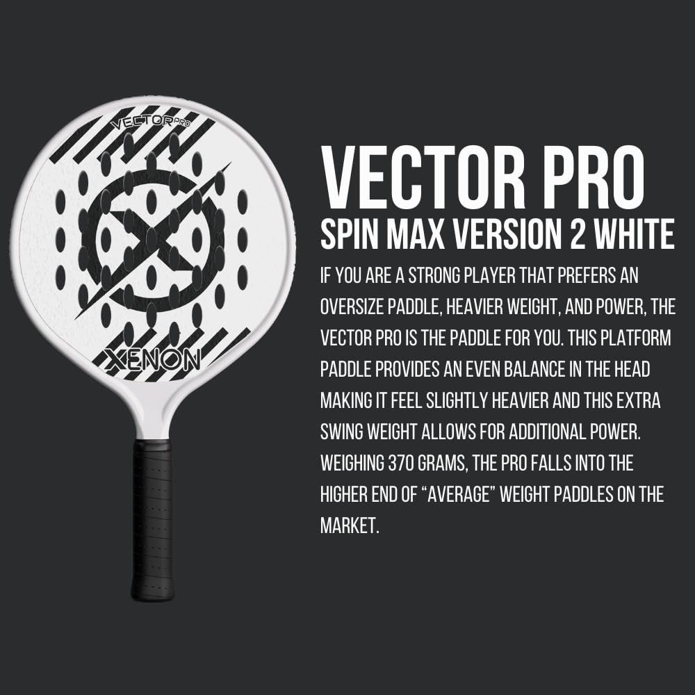 Xenon Vector Pro Spin Max Version 2 Platform Tennis Paddle, White