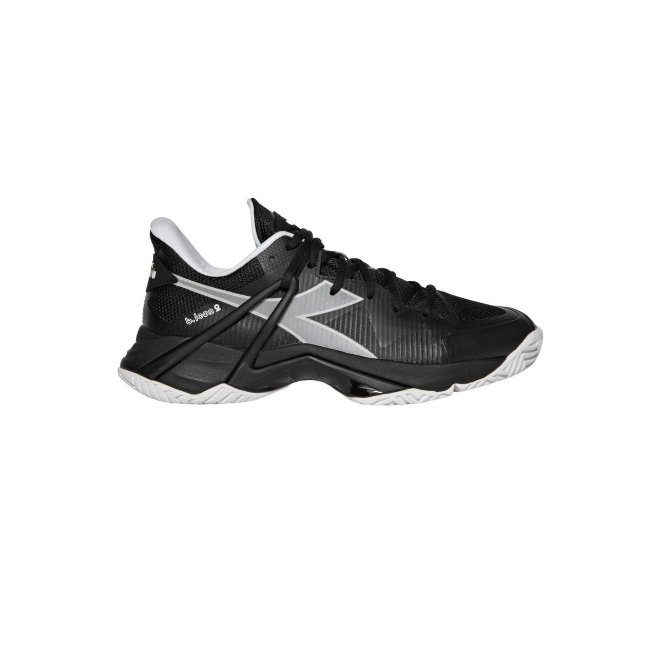 Diadora Men's B.Icon 2 All Ground Tennis Shoe (Black/Silver/White