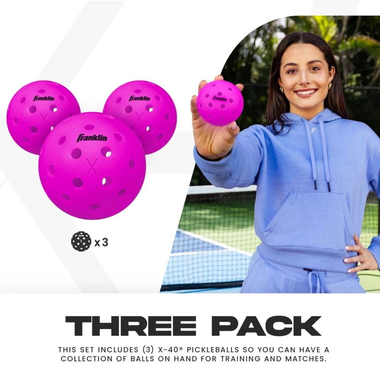 Franklin Sports X-40 Outdoor Pickleball Balls (Purple) - paddlepro