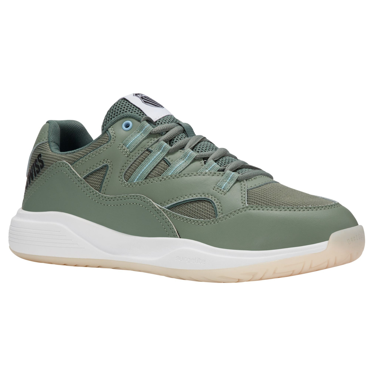 K-Swiss Men's Tura Team Pickleball Shoe (Sea Spray/Dark Forest/White).