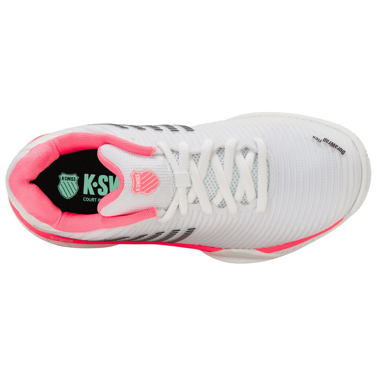 K-Swiss Women's Hypercourt Express 2 Tennis Shoe (White/Neon