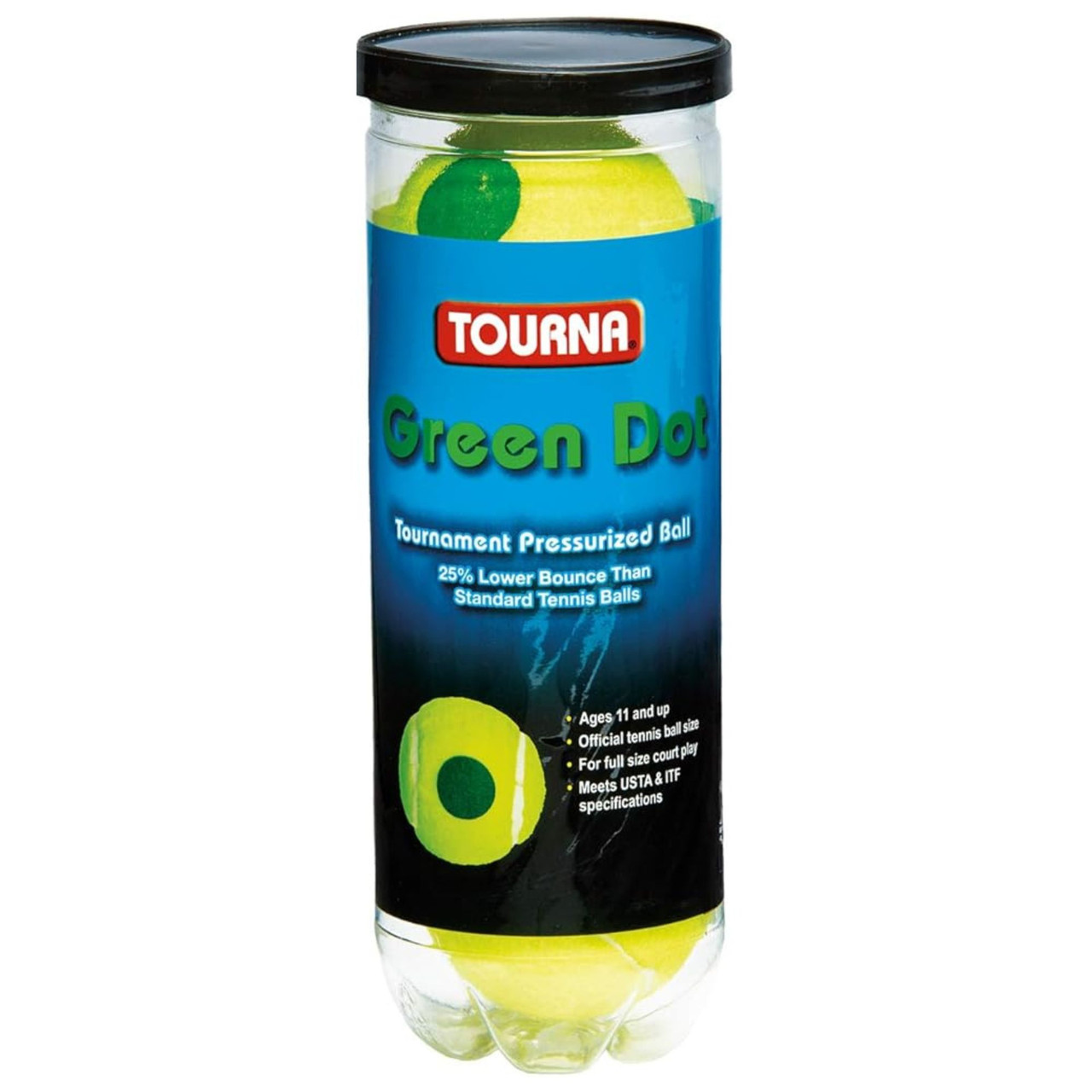 Tourna Green Dot Tennis Balls (3 Ball Can) - paddlepro