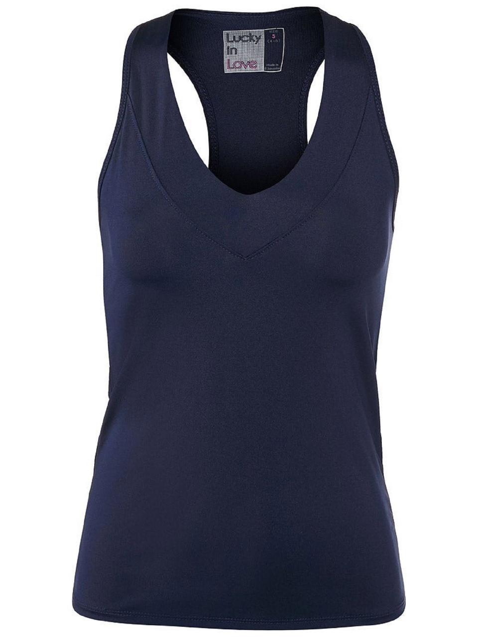 Lucky In Love V-Neck Tennis Tank w/ Built-In Bra - C'est La Vie