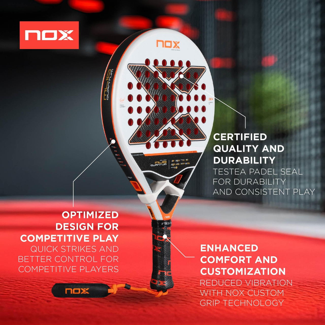 NOX ML10 QUANTUM 3K Miguel Lamperti's Padel Racquet - paddlepro