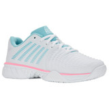 K-Swiss Women's Express Light 3 HB Padel Shoes (White/Soft Neon Blue/Neon Bubble Gum)