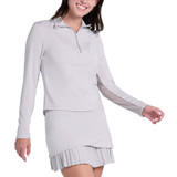 Lucky in Love Women’s Free Play Zip Long Sleeve Top – UPF 50+ LUV Lightweight Mock Neck Athletic Shirt with Mesh Panels   