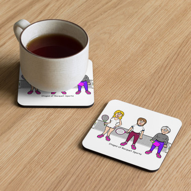 "Stages of Racquets" Cork-back coaster