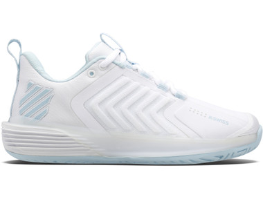 K-Swiss Women's Ultrashot 3 Tennis Shoe (White/Blue Glow)