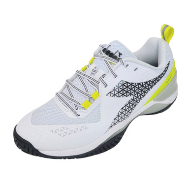 Diadora Women's Blushield Torneo 2 All Ground Tennis Shoe. (White/Black/Evening Primrose)