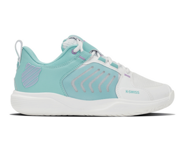 K-Swiss Women's Ultrashot Team Tennis Shoe (Brilliant White/Angel Blue/Sheer Lilac)