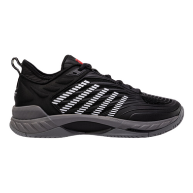 K-Swiss Men's Hypercourt Supreme 2 Tennis Shoe (Black/Steel Gray/Firey Red)