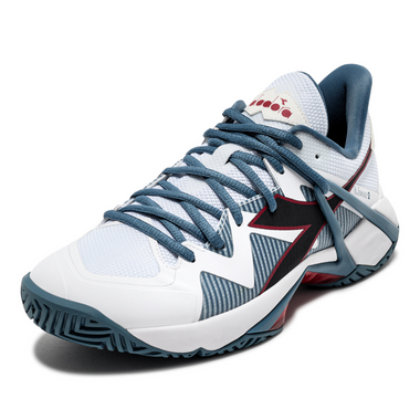 Diadora Men's B.Icon 2 All Ground Tennis Shoe (White/Oceanview/Salsa)