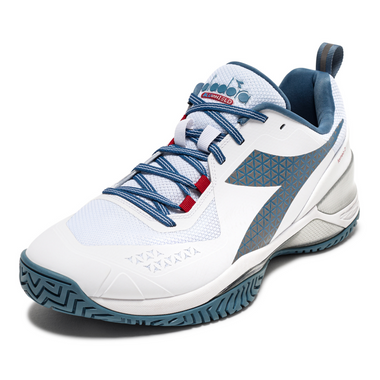 Diadora Men's Blushield Torneo 2 AG Tennis Shoe (White/Oceanview/Salsa)