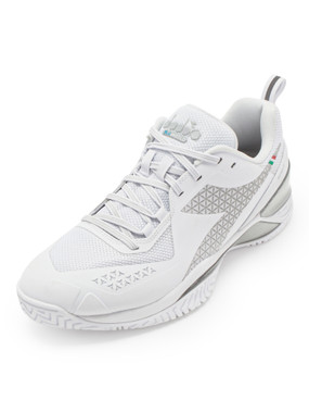 Diadora Men's Blushield Torneo 2 AG Tennis Shoe (White/White/White)