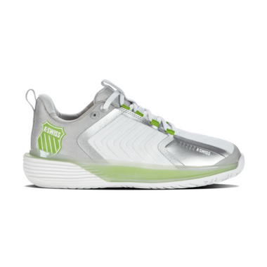 K-Swiss Women's Ultrashot 3 Tennis Shoe (White/Gray Violet/Lime Green)