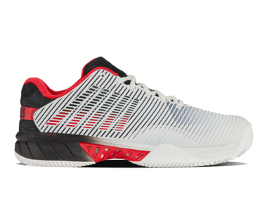 K-Swiss Men's Hypercourt Express 2 HB (Clay) Tennis Shoe (Bright White/Stretch Limo/High Risk Red)