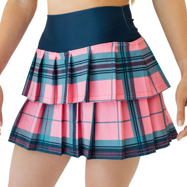 Faye+Florie Women's Lisa Tennis Skirt (Pink & Blue Plaid)