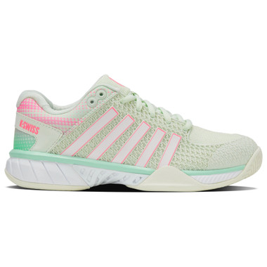 K-Swiss Women's Express Light 2E Pickleball Shoe (Ice/Honeydew/Neon Pastel Pink).