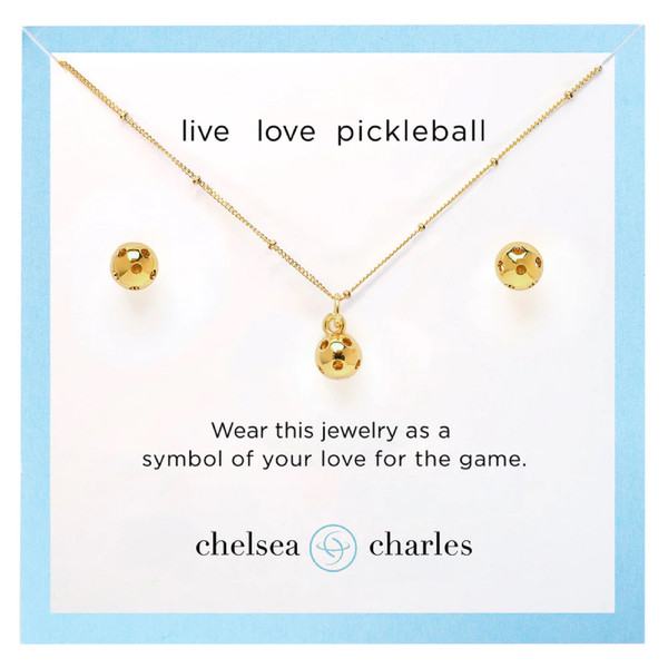 Chelsea Charles Pickleball Necklace & Earrings Gift Set