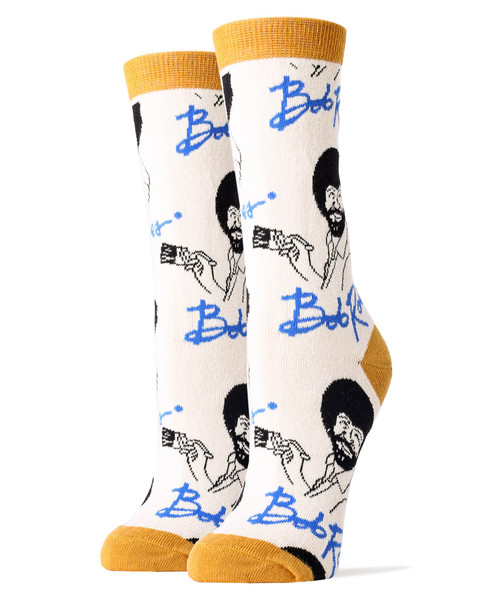 Oooh Yeah! Women's Bob Ross Crew Socks (It's Bob Ross Tan)