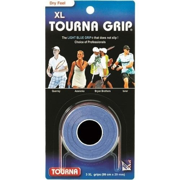 Tourna Tennis Over Grip 3 XL Overgrips Absorbent Dry Feel Tournagrip Blue