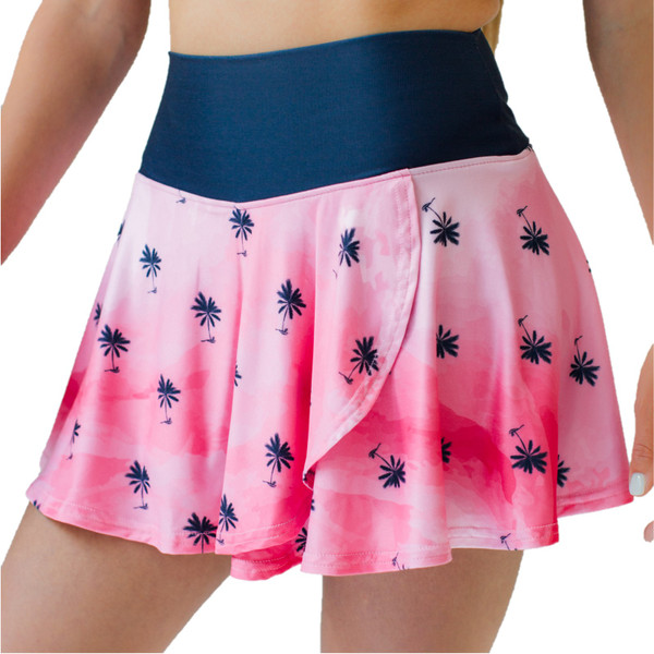 Faye+Florie Holly Tennis Skirt (Pink & Navy Palms)