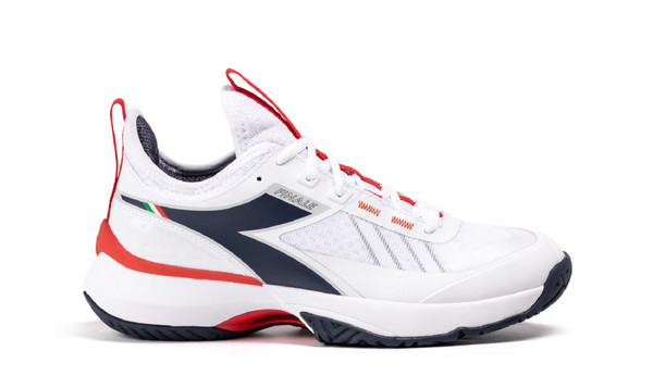 Diadora Men's Finale All Ground Tennis Shoe (White/Blue/Fiery Red)