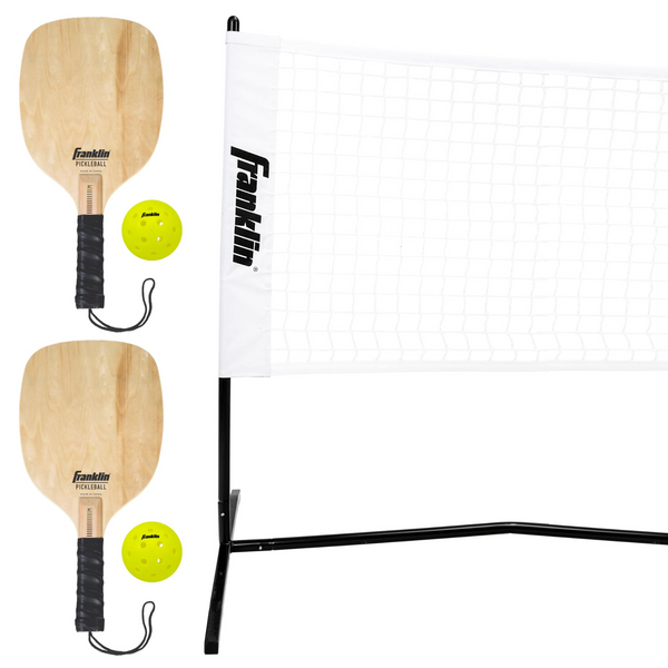 Franklin Sports Complete Half Court Size Pickleball Net Set - Includes 10ft Net, (2) Paddles, and (2) X-40 USA Pickleball Approved Balls