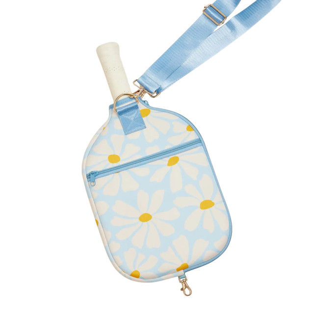 Stone & Stitch Neoprene Pickleball Paddle Bag (Blue Daisies)