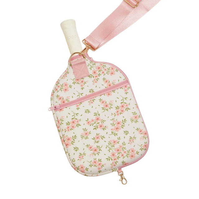 Stone & Stitch Neoprene Pickleball Paddle Bag (Pink Floral)